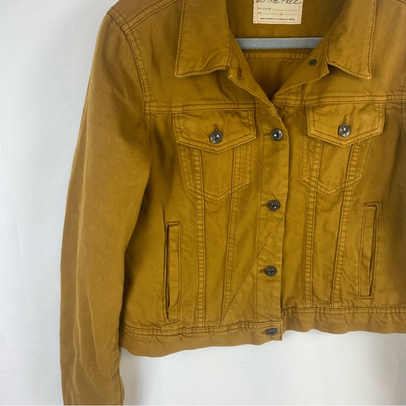 Free People We The Free Rumors Cropped Denim Jacket In Spicy Chestnut - Picture 5 of 10